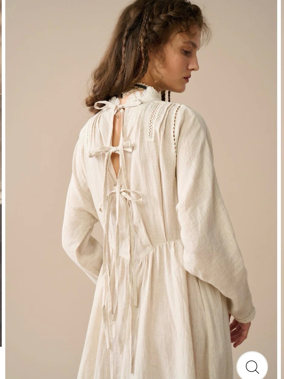 Linennaive Beverly Victorian-Inspired Long Sleeve Dress In Eggplant — image 3 of 6